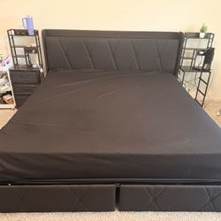 King Size Bed, Mattress, And 2 Night Stands $400
