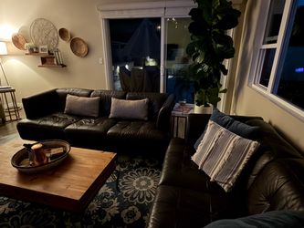 Dark Brown Leather Sectional Sofa