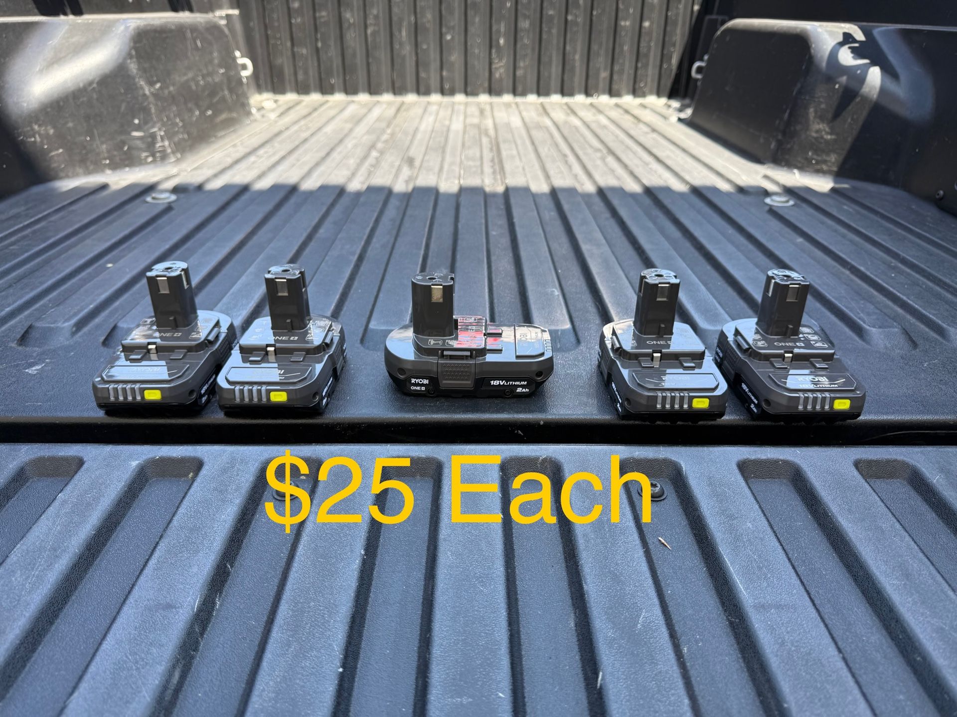 RYOBI ONE+ 18V Lithium-Ion 2.0 Ah Battery **$25 Each, 5 Available**