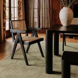 Set of 2 Black and Rattan Takashi Chairs 