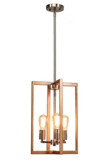 3 Lights Modern Industrial Hanging Pendant Lamp with Iron Square Lamp Shade