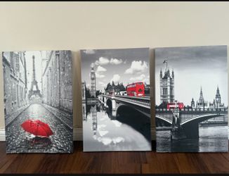 Xinqi Art 3 Panels Black And Red