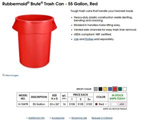 Brute Trash Can, 55 Gallon (Red)