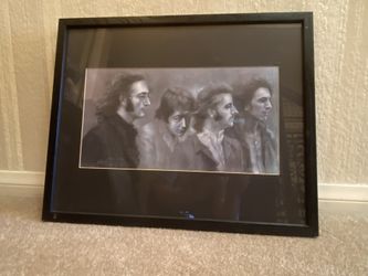 The Beatles framed charcoal print...