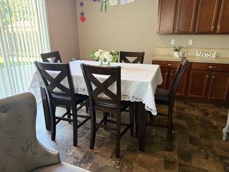 Sturdy wood tall table with leaf