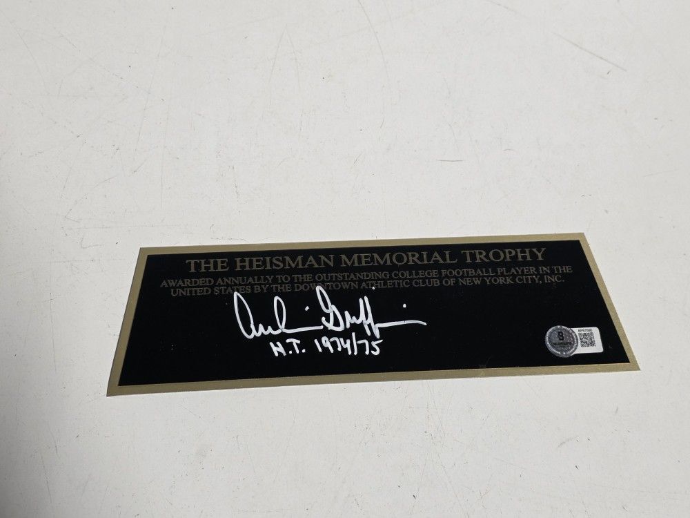 Vintage Archie Griffin Signed Heisman Trophy Plaque Ohio State JSA Beckett