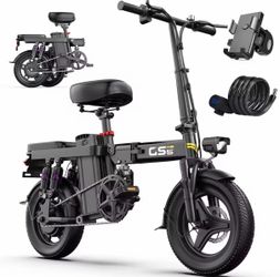 UPlee GS5 48V 15AH Battery EBike,20+MPH,740W Folding Electric Bike,20 Miles Max Range Electric Bike for Adults, 14" Fat Tire