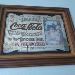 Large Coca-Cola mirror in frame