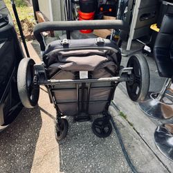 Baby Trend Stroller Wagon Black Foldable All-Terrain 2-Seat Push/Pull