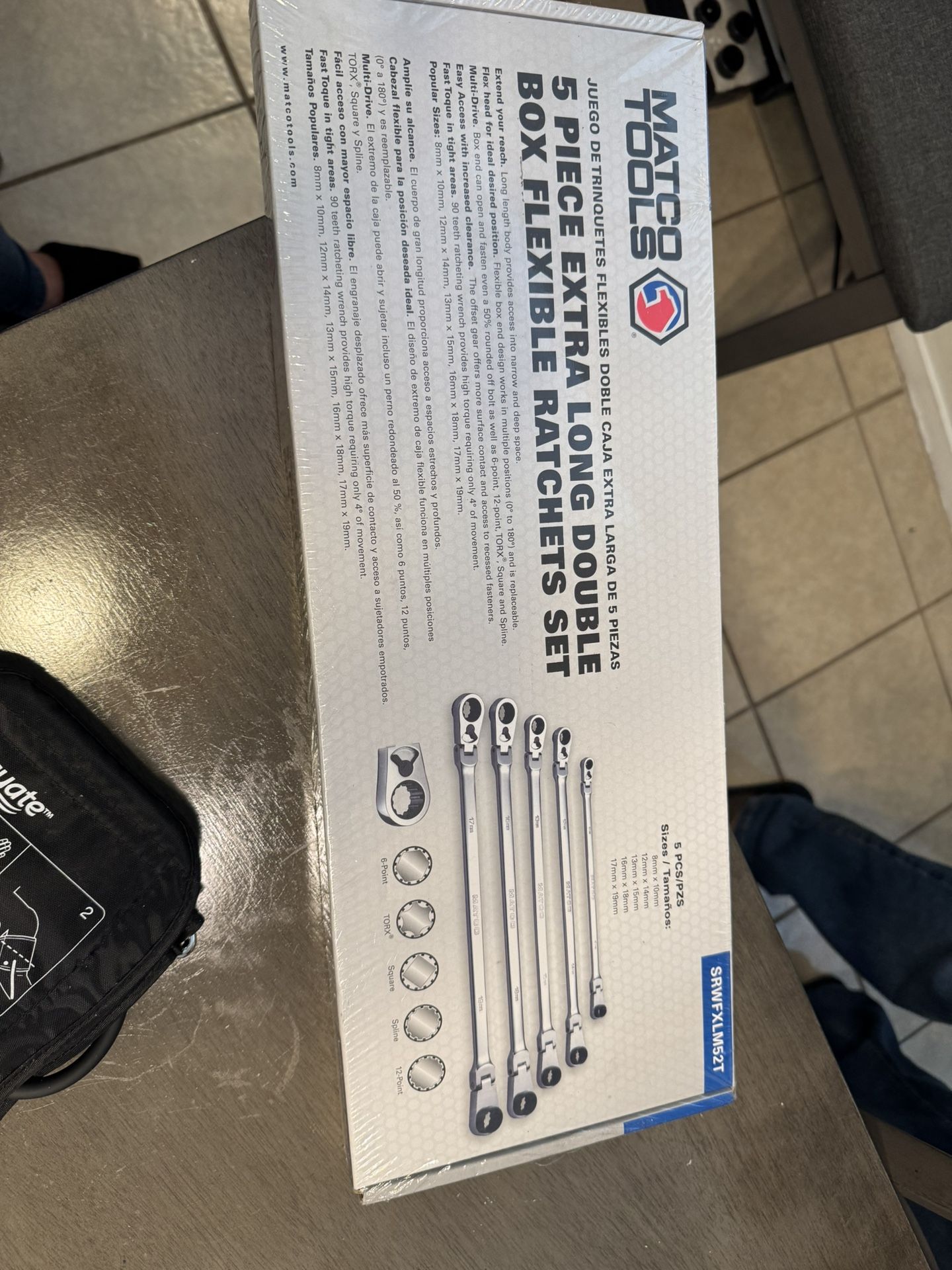 Brand New 5 Piece Extra Long Double Box Flexible Ratchets Set Matco