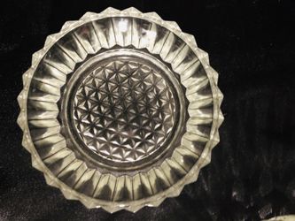 PRESSED GLASS CLEAR VINTAGE RIBBED SIDE CONDIMENT, CANDY DISH