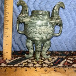 Chinese Vintage Carved Jadeite Censer 