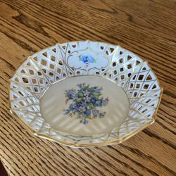 Antique Schumann Germany Filigree Victorian Forget Me Not Bowl
