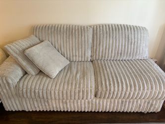Light Gray Corduroy Fabric 2-Seater Sofa