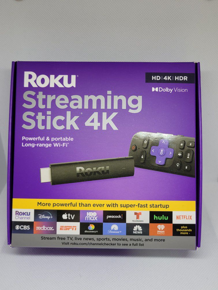 Roku Streaming Stick - Portable 4K/HDR/Dolby Vision Streaming Device, Voice Remote 3820R - New