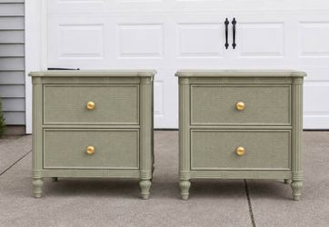 Refinished Sage Green Nightstands – Matching Set (Free Delivery)