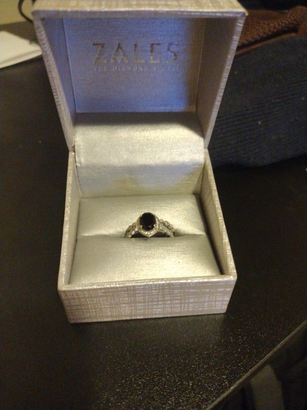Zales Black/Diamond Wedding Set Ring Size 710k White Gold