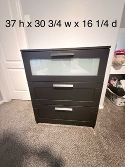 Dresser with 3 drawers, black, like new