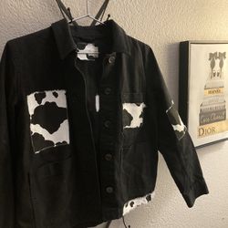 Custom Mermaid Black Jean Jacket Size Small