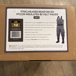 Steelheader Reinforced Nylon Insulated BF Felt Wader Men’s Size 12