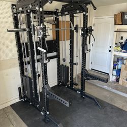 PRO SERIES Ultimate 3-1 Half Rack Functional Trainer w/Smith Machine Bar | 400lb Stack | Gym Equipment | Fitness | Commercial | Squat Rack 