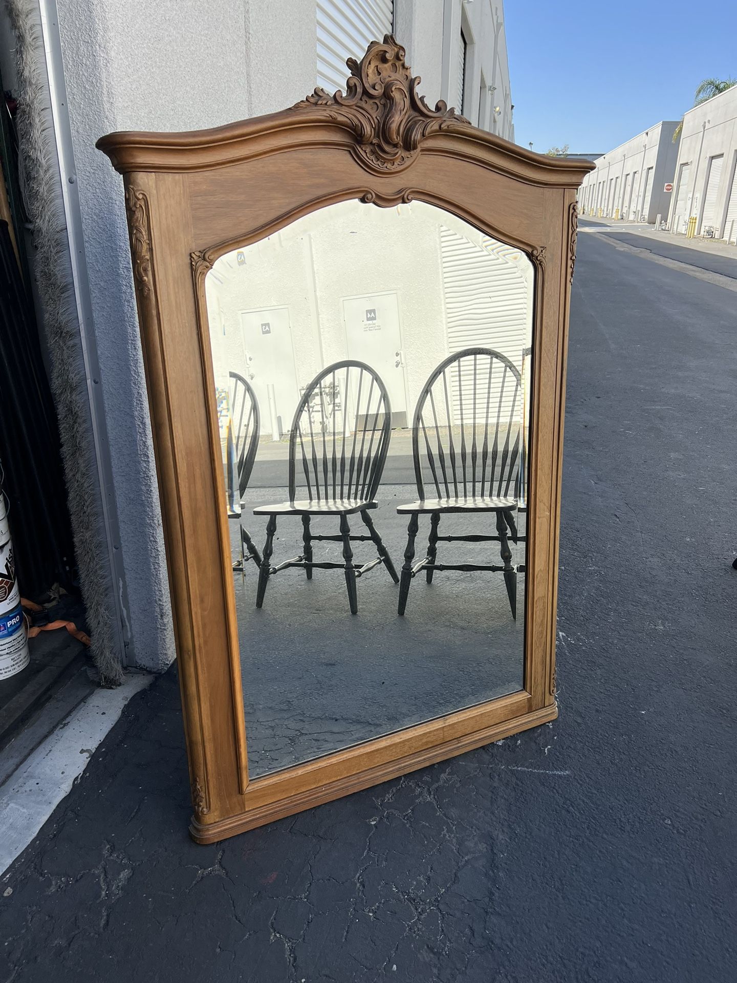 Intricate And Unique Large Vintage Wooden Mirror