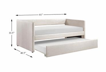 Noa Beige Twin Upholstered Daybed with Trundle