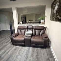 Sofa Set Recliner - comfy recliner sofa and loveseats - for six sitter - brown leather - used