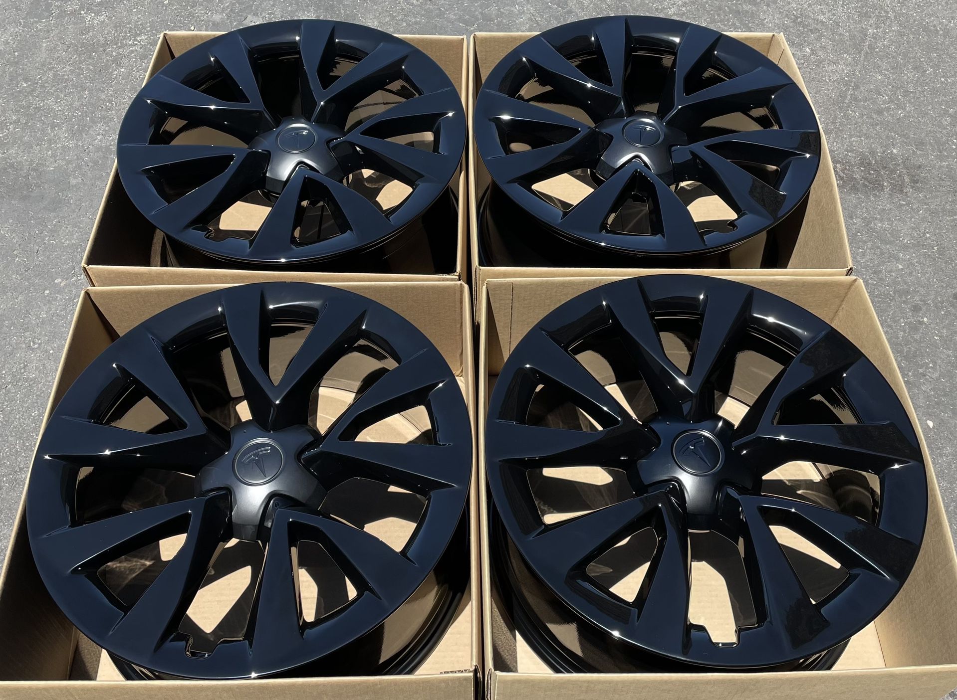 20” Tesla Model X factory wheels Rims Gloss Black New plaid