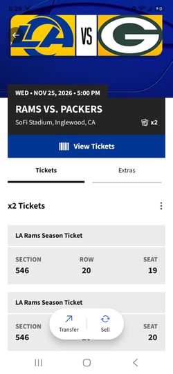 Rams vs. Packers Wed. Nov. 25th