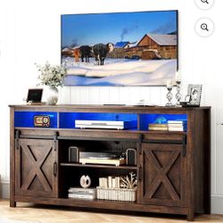 FREE 🎁 with purchase- New Farmhouse Tv Stand Cabinet With Led Lighting 
