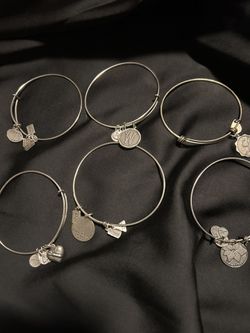 Charm Bangles Silver Tone Adjustables