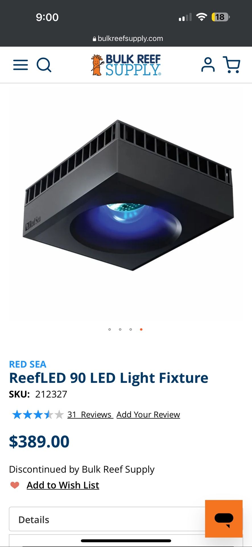 Red Sea ReefLED 90 LED Light Fixture Aquarium Saltwater Fishtank