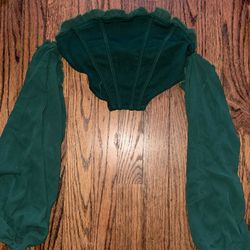SHEIN GREEN XS TUBE TOP WITH SLEEVES 