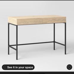 Wooden Desk With Outlet And USB Ports