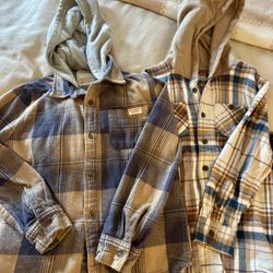 Two Hoodie Flannels, Size 8, Like New