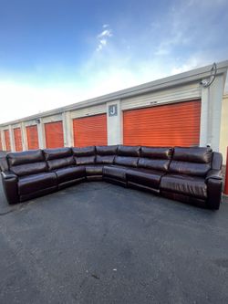 Large Dark Brown Leather Sectional