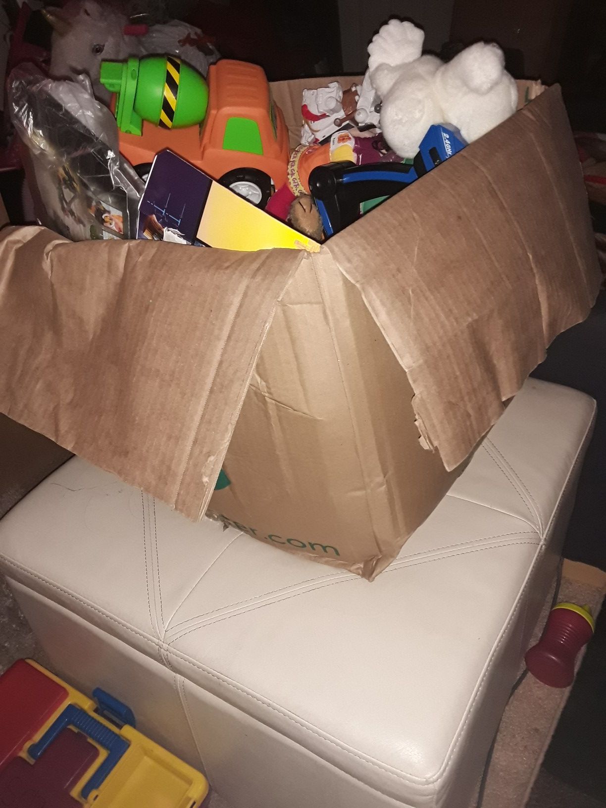 Big box of Toys and big teddy bear