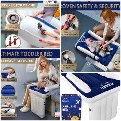 NEW!! ✈️ LUMARA Toddler Airplane Bed - Inflatable Airplane Bed For Toddlers, Plane Baby Mattress For Kids - Blow Up Air Mattress For Child Flight Slee