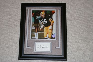 Signed and framed piece of Green Bay Packers great/legend Ray Nitschke