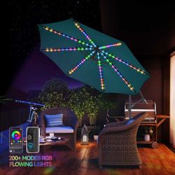 10 ft Offset Patio Umbrella with Solar Lights, Large Cantilever Outdoor Umbrellas