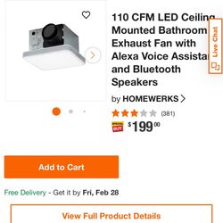 Smart Bathroom Fan With Led Bluetooth And Alexa