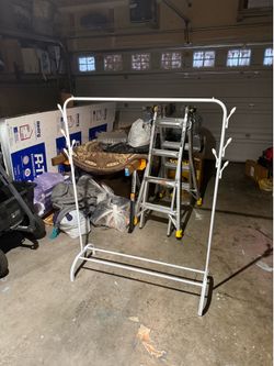 White Clothing Rack + Shoe Shelf