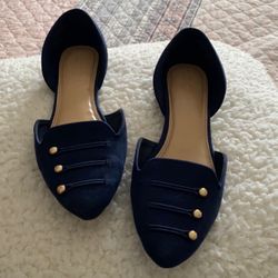 NEW Lauren Conrad Navy Faux Suede Flats Classy Size 9.5