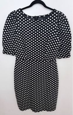 Ann Taylor Polka Dot Pleated Puff Sleeve Sheath Dress