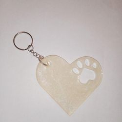 Dog Paw print Large Resin Keychain 