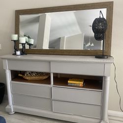 Solid Wood Grey TV Stand Or Buffet Table