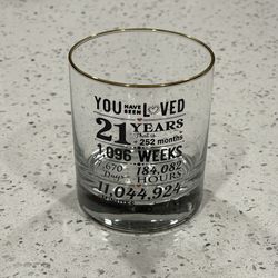 You Have Been Loved" 21st Birthday Whiskey Glass with Gold Rim