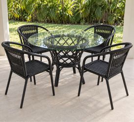 Black Wicker Patio Dining Set 5-Piece