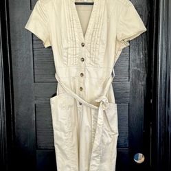 H&M khaki button down dress with pockets Used Once Like New 